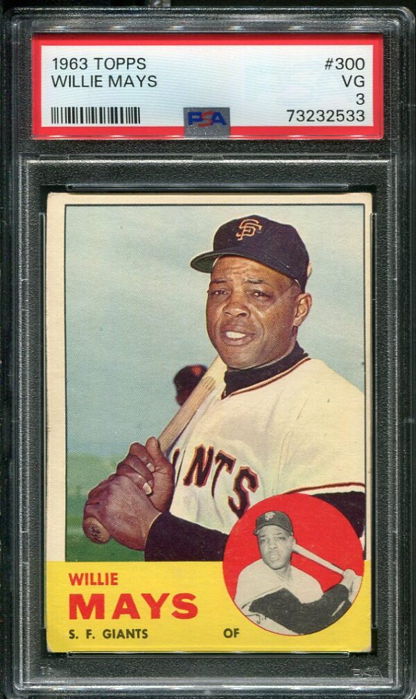 Authentic 1963 Topps #300 Willie Mays PSA 3 Baseball Card