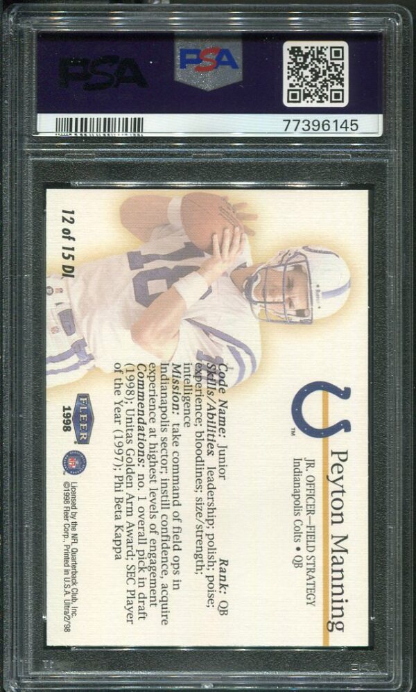 Authentic 1998 Ultra Damage Inc #12 Peyton Manning PSA 10 Rookie Football Card