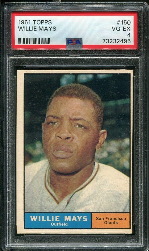 Authentic 1961 Topps #150 Willie Mays PSA 4 Baseball Card