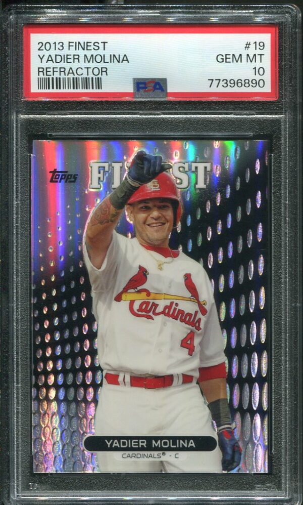 Authentic 2013 Topps Finest #19 Yadier Molina PSA 10 Refractor Baseball Card