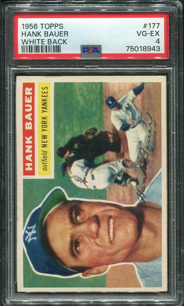 Authentic 1956 Topps #177 Hank Bauer PSA 4 Baseball Card