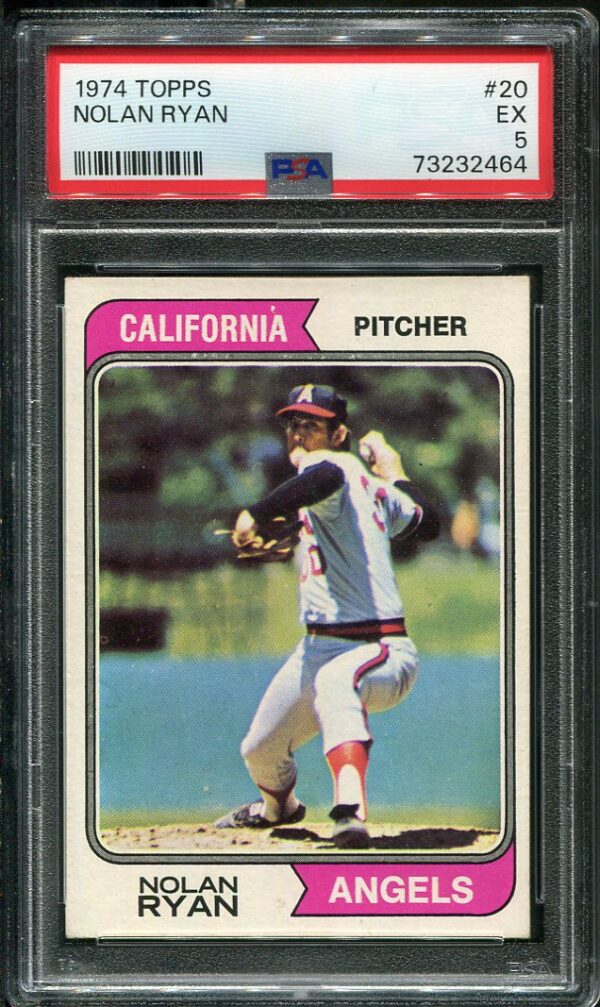 Authentic 1974 Topps #20 Nolan Ryan PSA 5 Baseball Card