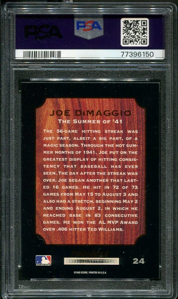 1994 Pinnacle Joe DiMaggio #24 The Summer of 1941 PSA 9 Baseball Card