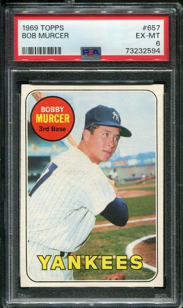 Authentic 1969 Topps #657 Bob Murcer PSA 6 Baseball Card