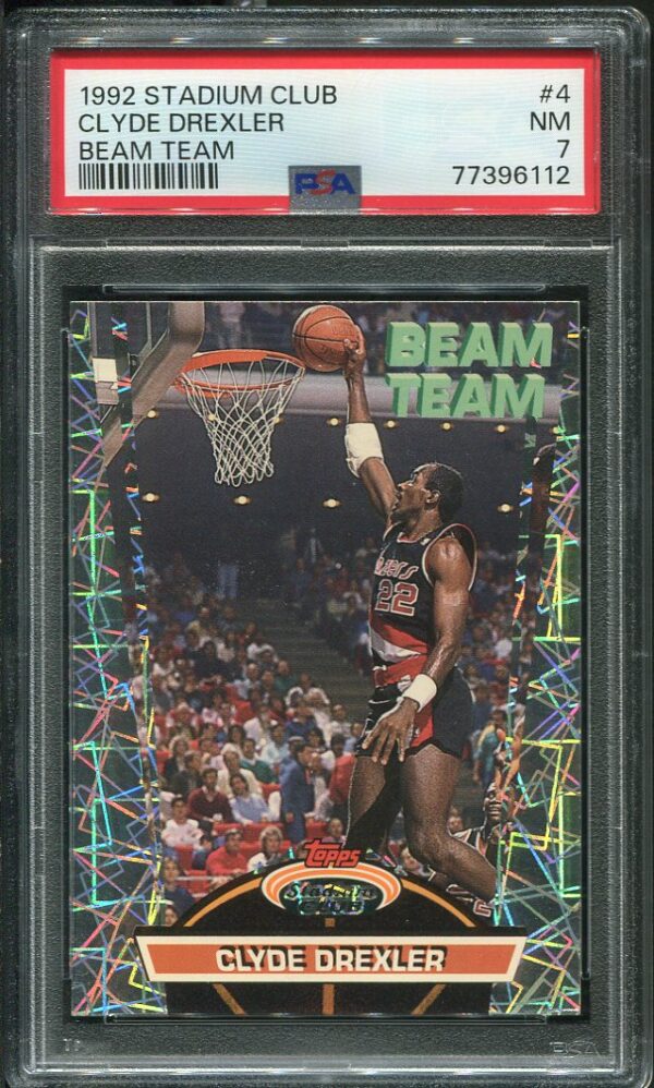 Authentic 1992 Stadium Club Beam Team #4 Clyde Drexler PSA 7 Basketball Card