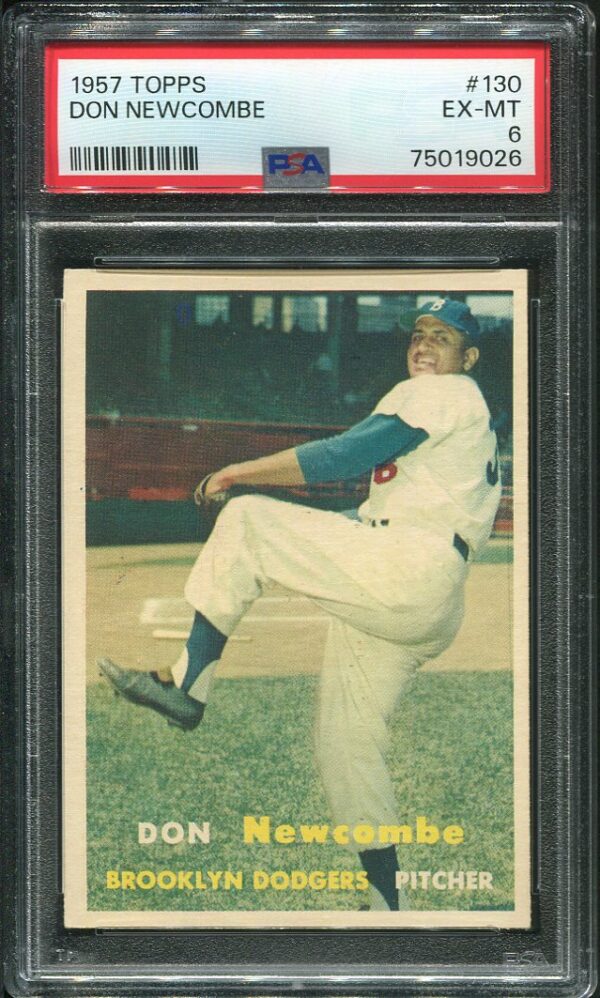 Authentic 1957 Topps #130 Don Newcombe PSA 6 Baseball Card
