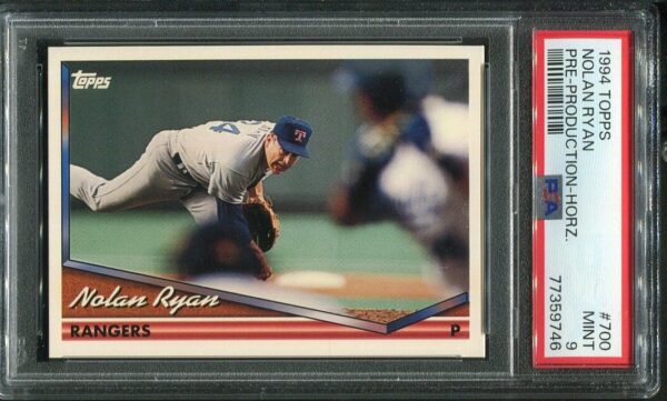 Authentic 1994 Topps #700 Nolan Ryan Pre-Production Horizontal PSA 9 Baseball Card
