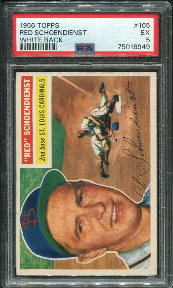 Authentic 1956 Topps #165 Red Schoendienst PSA 5 White Back Baseball Card