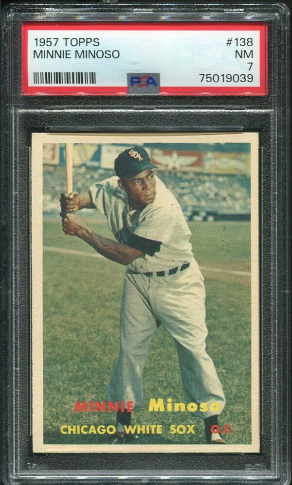 Authentic 1957 Topps #138 Minnie Minoso PSA 7 Baseball Card