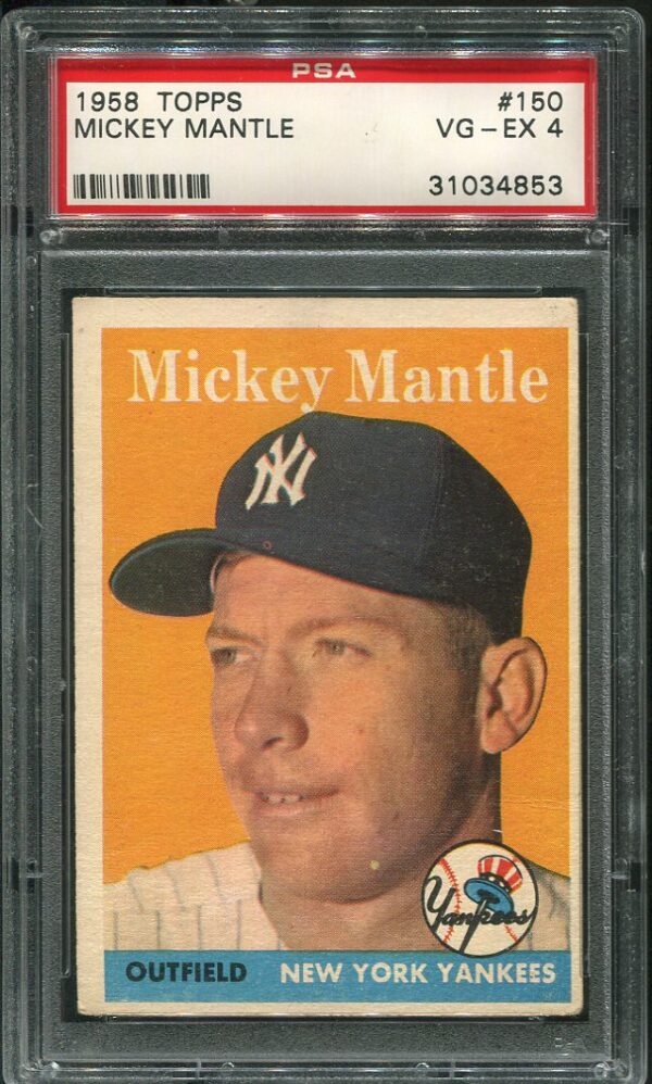 Authentic Mickey Mantle 1958 Topps #150 PSA 4 Baseball Card