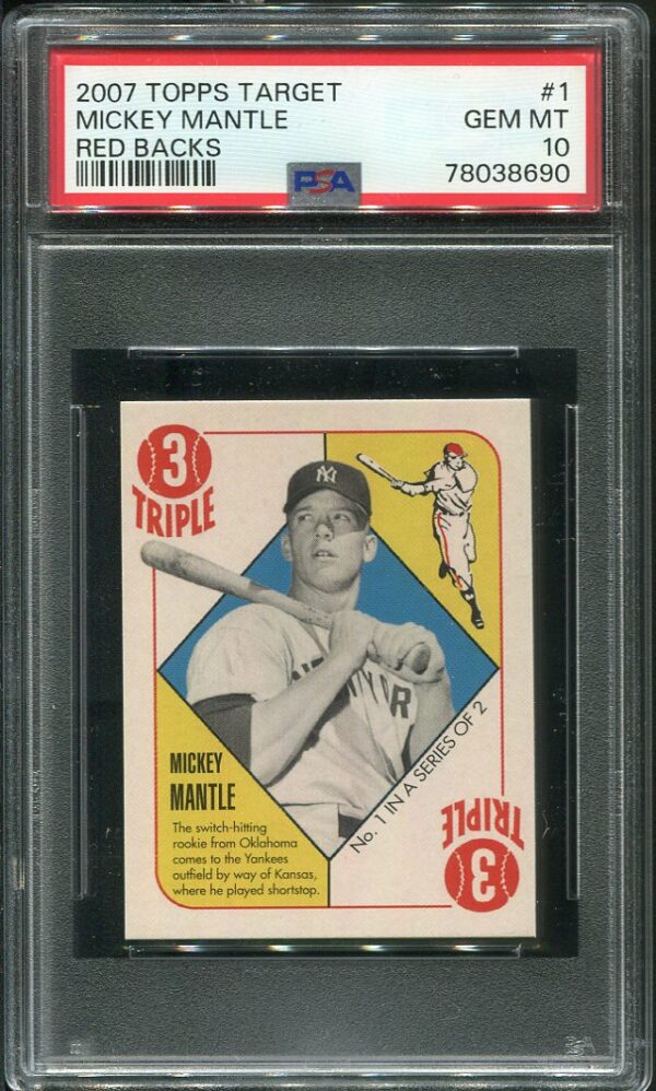 Authentic Mickey Mantle 2007 Topps Target #1 Red Backs PSA GEM MINT 10 Baseball Card