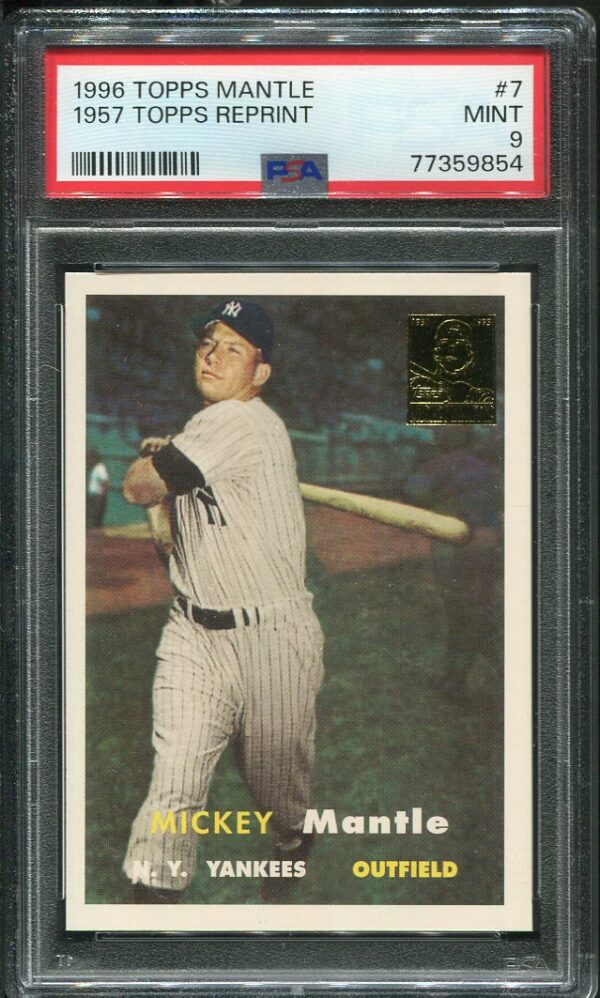 1996 Topps Mickey Mantle #7 (1957 Topps Reprint) PSA 9 Baseball Card