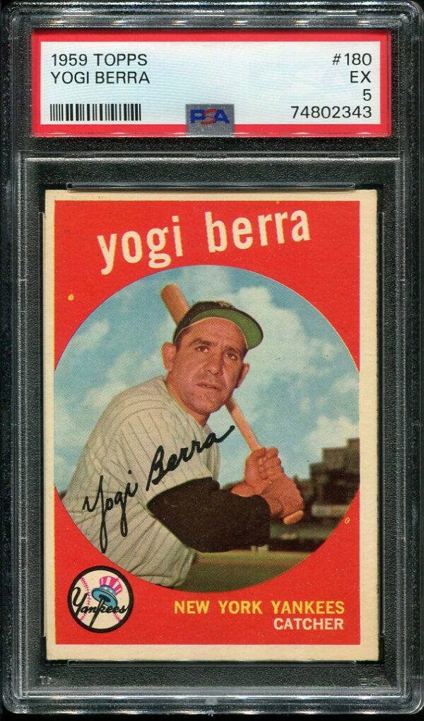 Authentic 1959 Topps #180 Yogi Berra PSA 5 Baseball Card