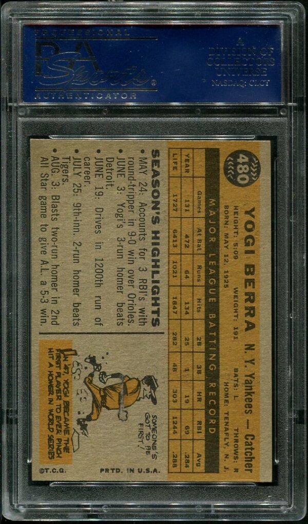 Authentic 1959 Topps #480 Yogi Berra PSA 7 Baseball Card