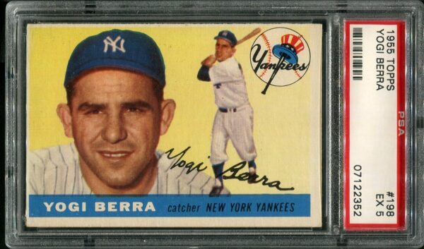 Authentic 1955 Topps #198 Yogi Berra PSA 5 Baseball Card