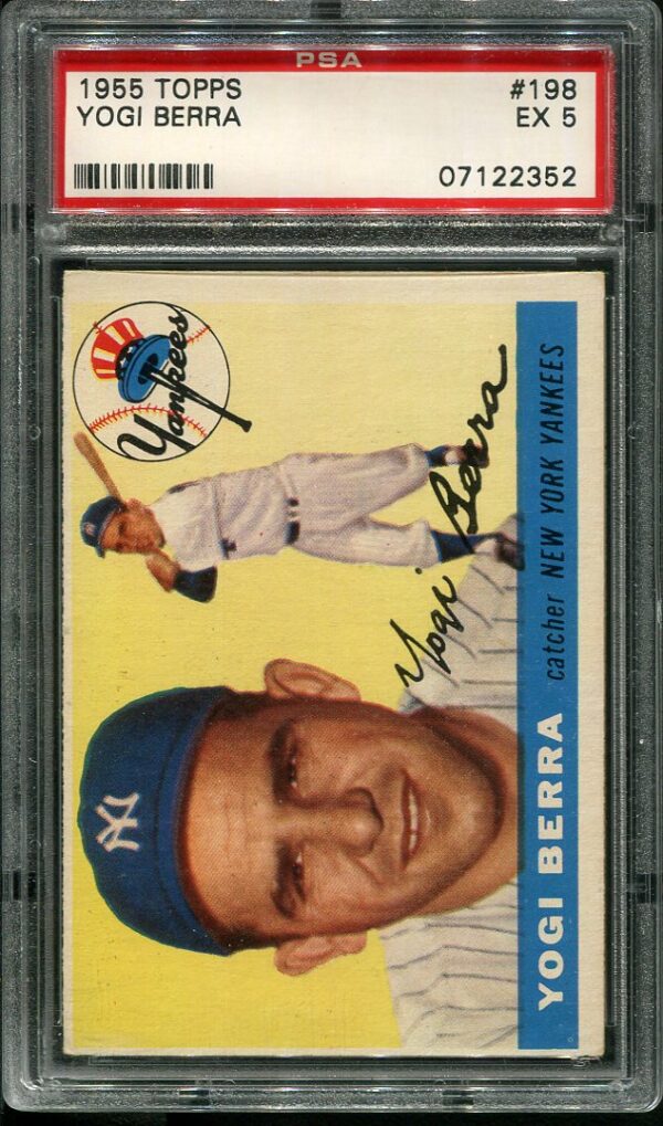 Authentic 1955 Topps #198 Yogi Berra PSA 5 Baseball Card