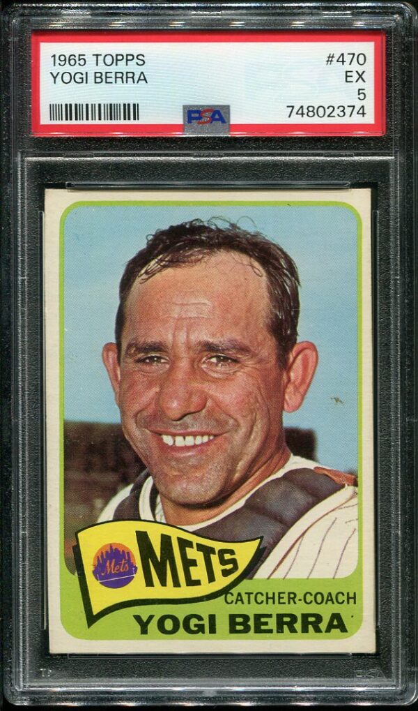 Authentic 1965 Topps #470 Yogi Berra PSA 5 Baseball Card