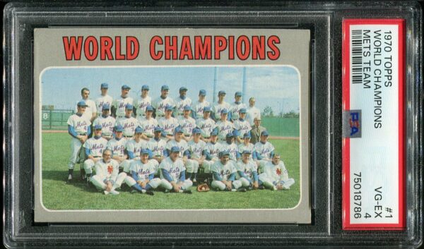 Authentic 1970 Topps #1 Mets Team World Champions PSA 4 Baseball Card