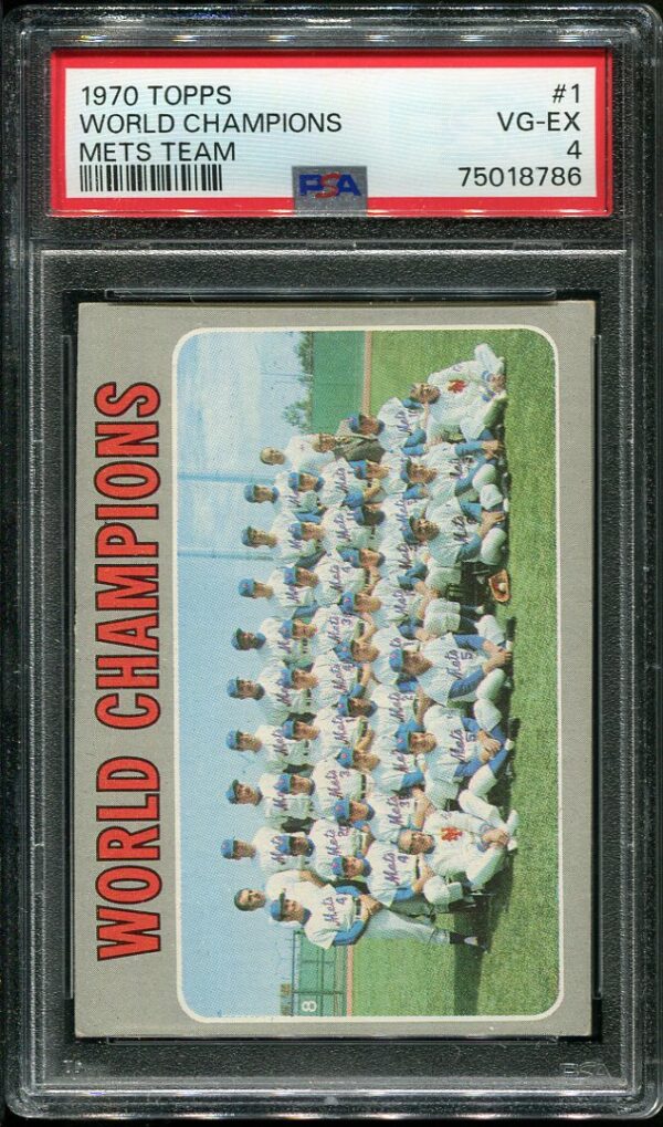Authentic 1970 Topps #1 Mets Team World Champions PSA 4 Baseball Card