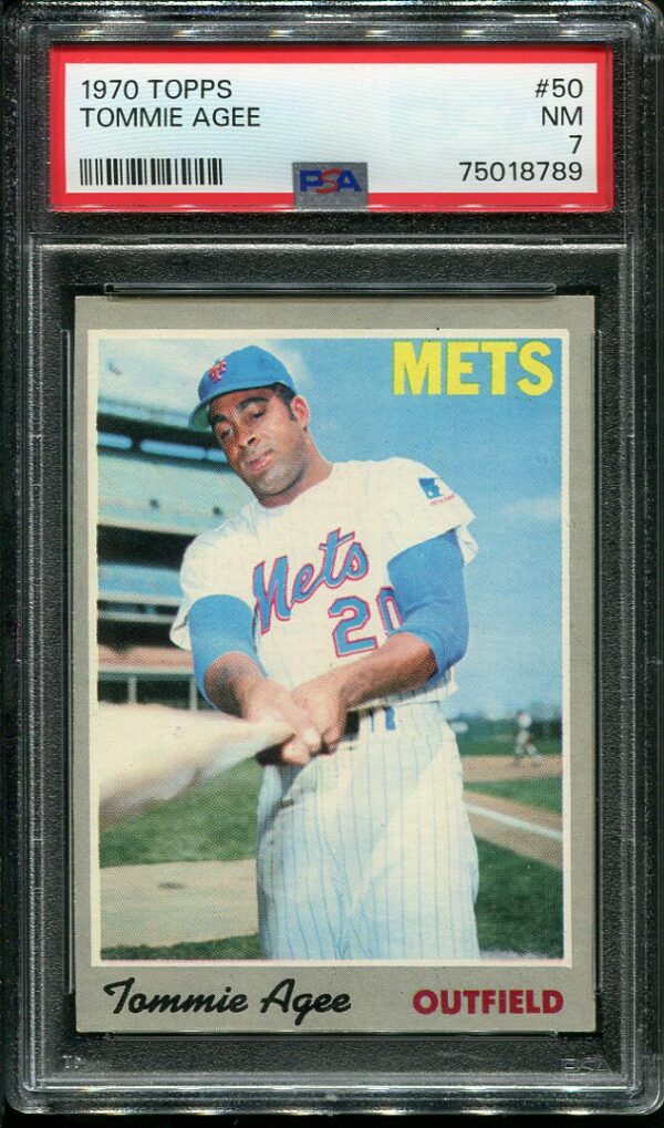 Authentic 1970 Topps #50 Tommie Agee PSA 7 Baseball Card