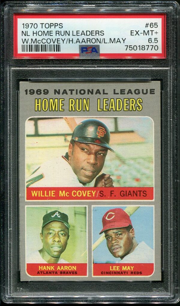 Authentic 1970 Topps #65 Hank Aaron/Willie McCovey PSA 6.5 Baseball Card