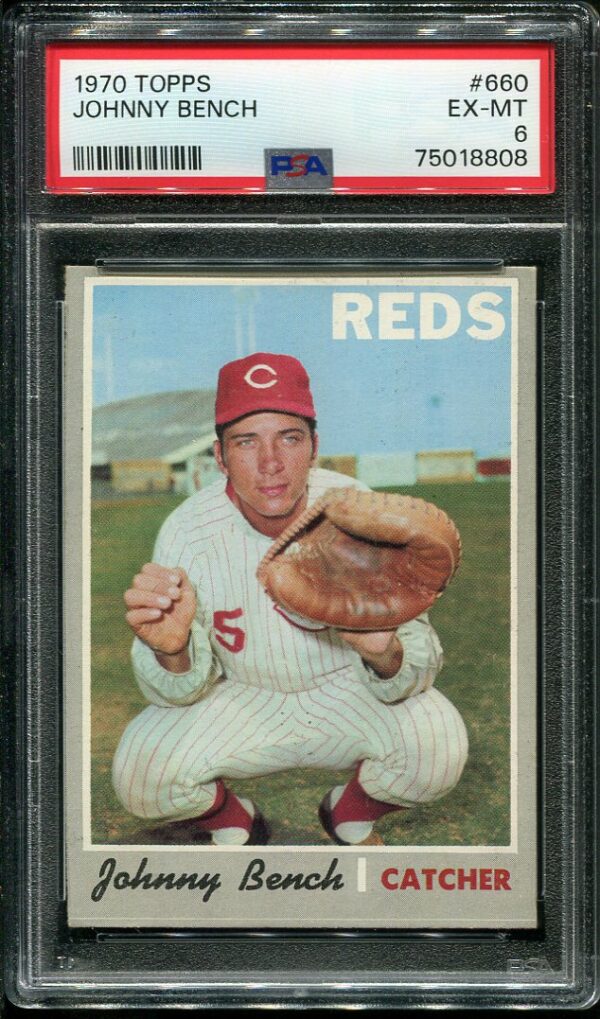 Authentic 1970 Topps #660 Johnny Bench PSA 6 Baseball Card