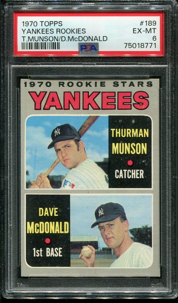 Authentic 1970 Topps #189 Thurman Munson PSA 6 Rookie Baseball Card