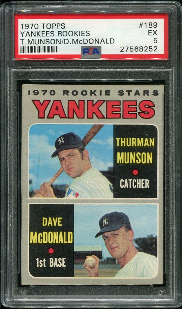 Authentic 1970 Topps #189 Thurman Munson PSA 5 Rookie Baseball Card
