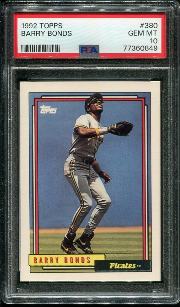 Authentic 1992 Topps #380 Barry Bonds PSA GEM MINT 10 Baseball Card