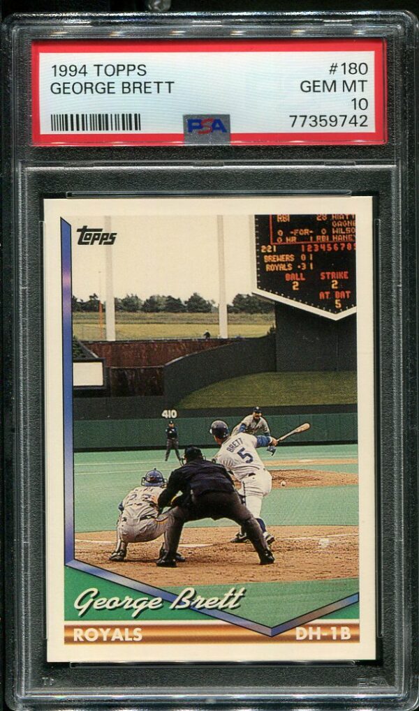 Authentic 1994 Topps #180 George Brett PSA GEM MINT 10 Baseball Card