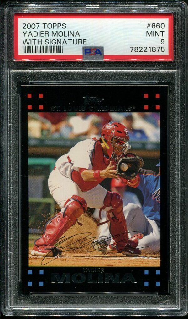 2007 Topps #660 Yadier Molina Facsimile Signature PSA 9 Baseball Card