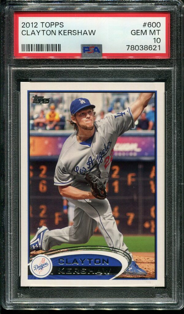 2012 Topps #600 Clayton Kershaw PSA GEM MINT 10 Baseball Card