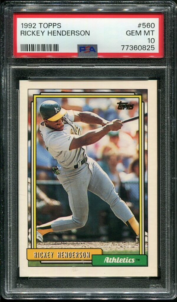 1992 Topps #560 Rickey Henderson PSA GEM MINT 10 Baseball Card