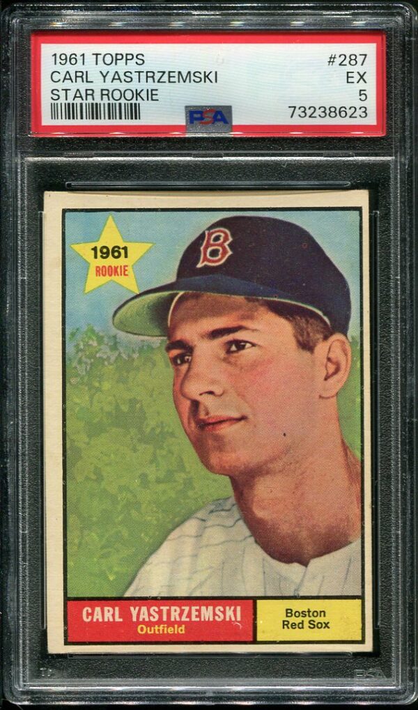 Authentic 1961 Topps #287 Carl Yastrzemski Star Rookie PSA 5 Vintage Baseball Card