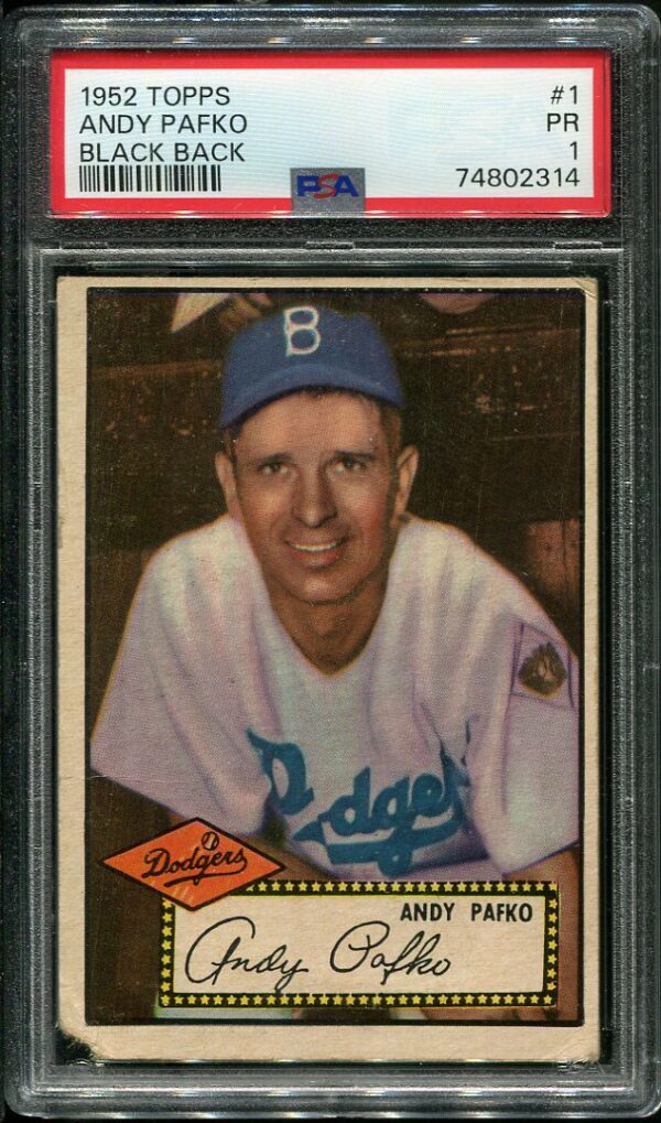 Authentic 1952 Topps #1 Andy Pafko Black Back PSA 1 Baseball Card