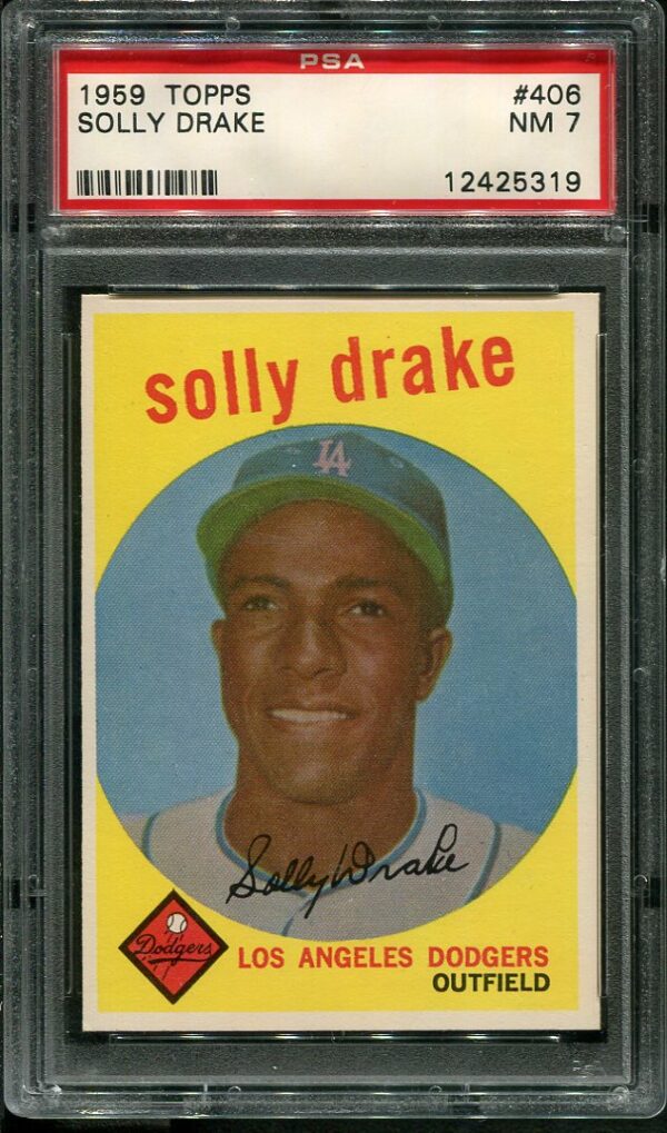 Authentic 1959 Topps #406 Solly Drake PSA 7 Baseball Card