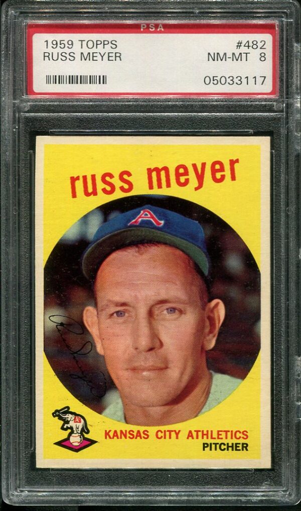 Authentic 1959 Topps #482 Russ Meyer PSA 8 Baseball Card