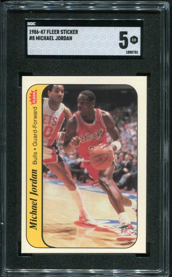 Authentic 1986-87 Fleer Sticker #8 Michael Jordan SGC 5 Rookie Basketball Card