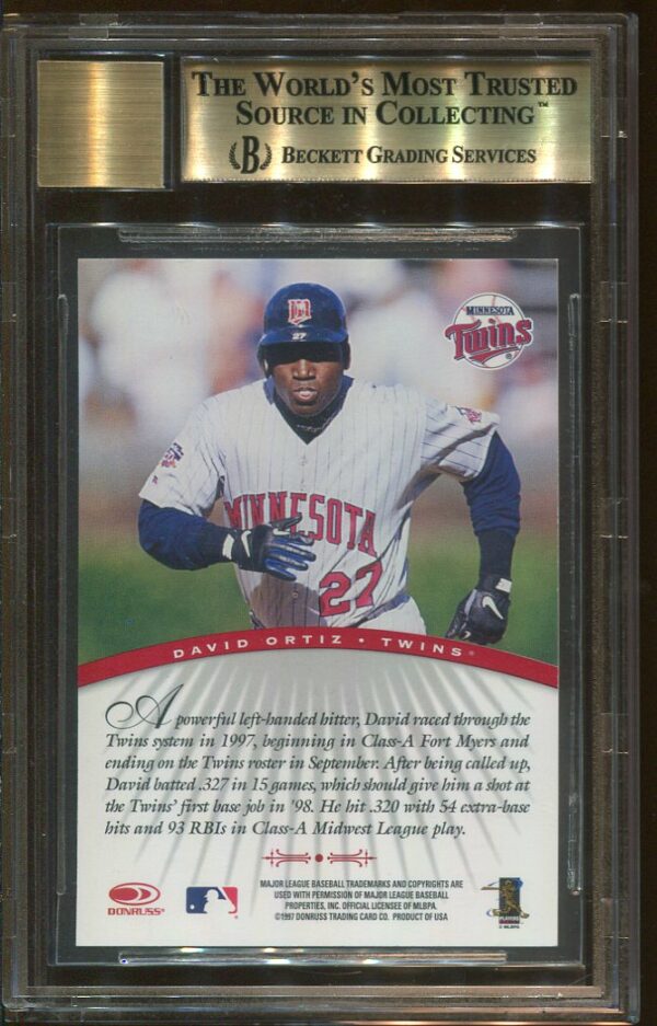 Authentic Autographed 1997 Donruss Signature Series #76 David Ortiz Rookie Baseball Card BGS 9.5 Beckett 10 Autograph