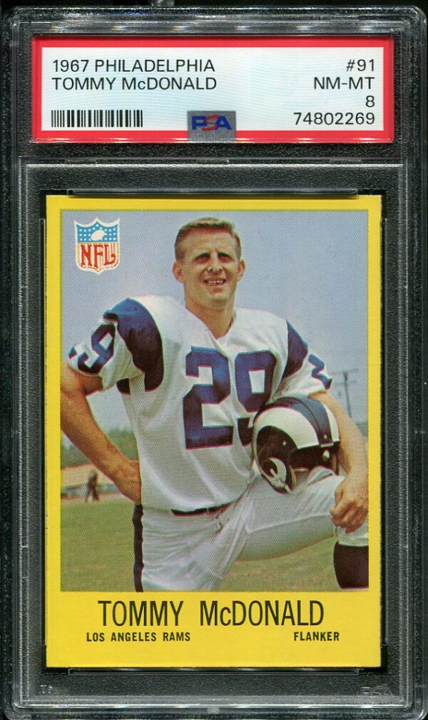 Authentic 1967 Philadelphia #91 Tommy McDonald PSA 8 Football Card