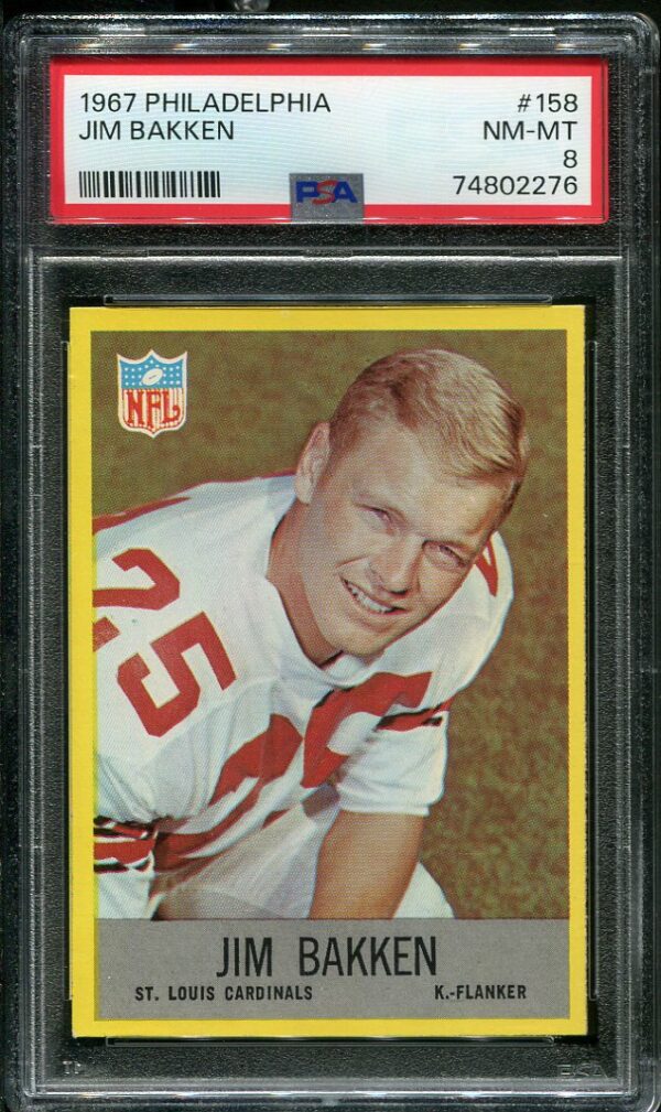 Authentic 1967 Philadelphia #158 Jim Baaken PSA 8 Football Card