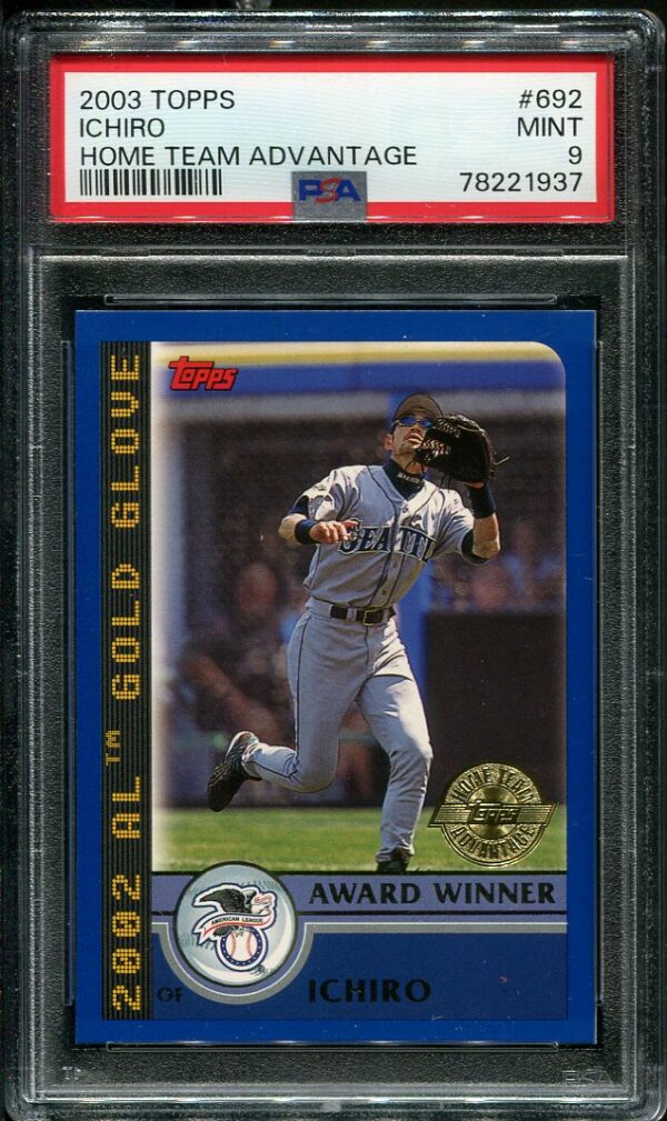 Authentic 2003 Topps #692 Ichiro Home Team Advantage PSA 9 Baseball Card