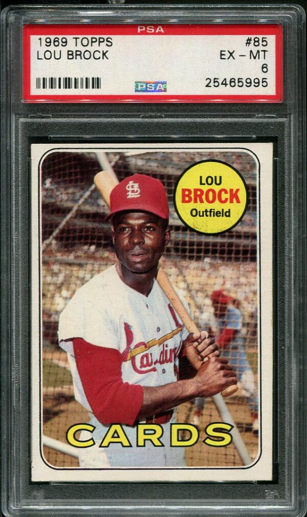 Authentic 1969 Topps #85 Lou Brock PSA 6 Baseball Card