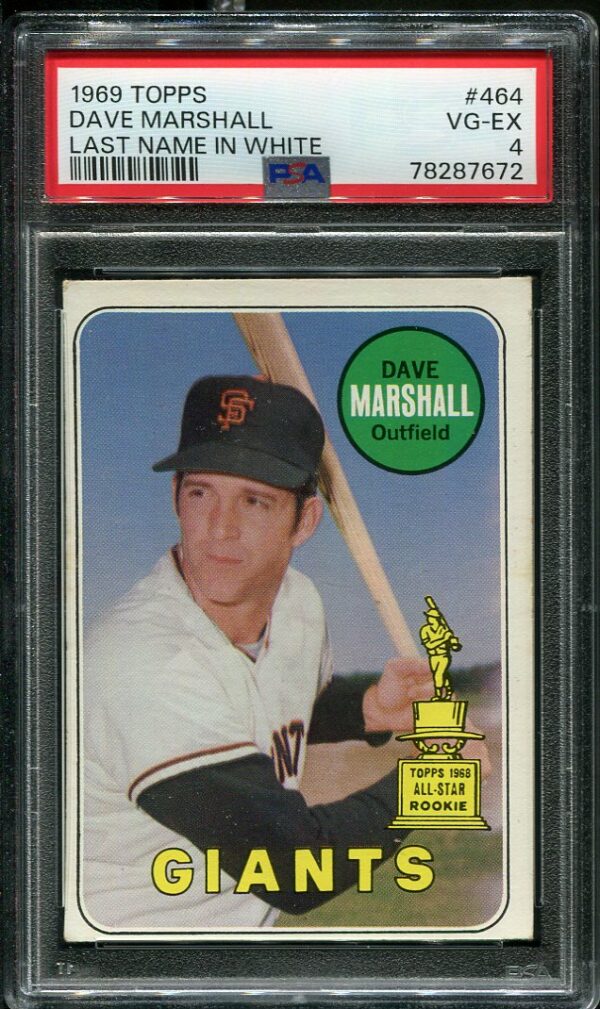 Authentic 1969 Topps #464 Dave Marshall PSA 4 Baseball Card