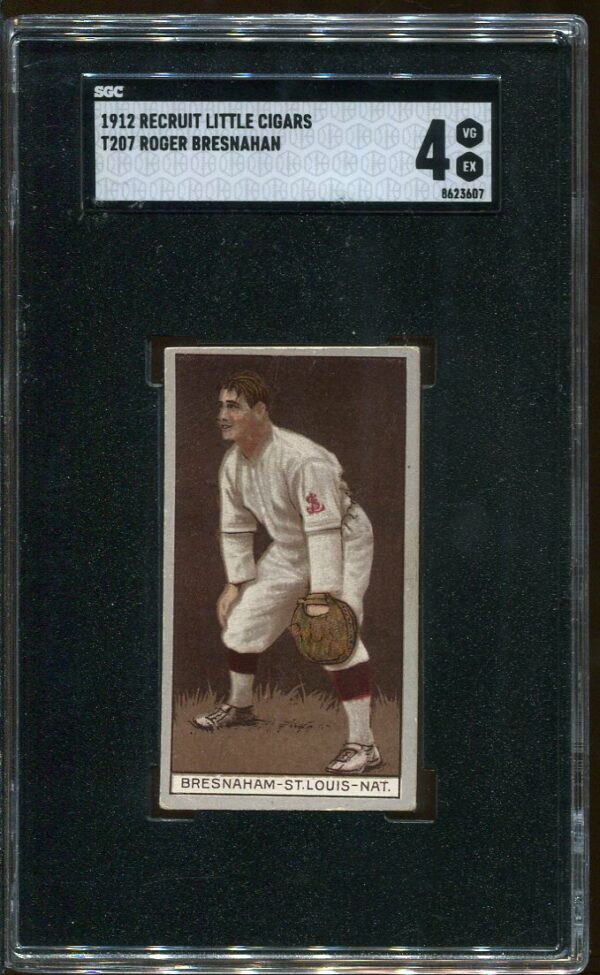 1912 T207 Brown Background Recruit Little Cigars Roger Bresnahan SGC 4 Baseball Card