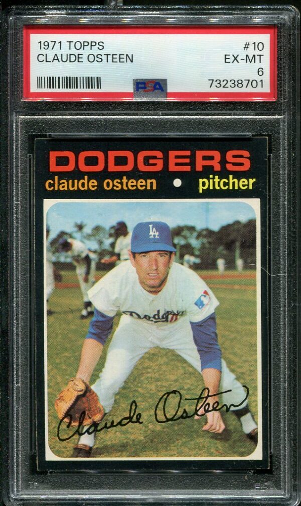 Authentic 1971 Topps #10 Claude Osteen PSA 6 Baseball Card