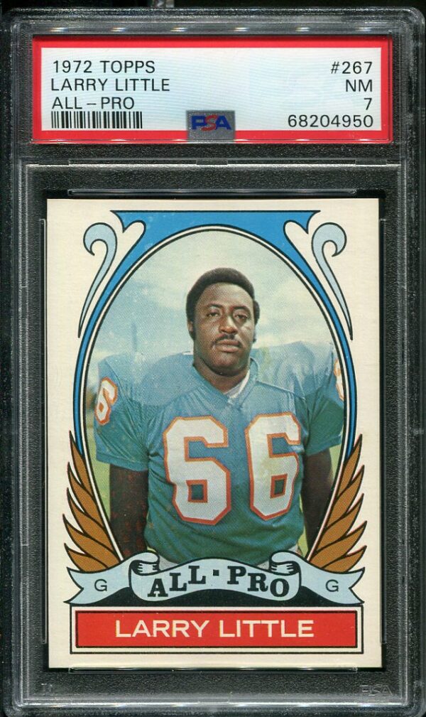 Authentic 1972 Topps #267 Larry Little All Pro PSA 7 Football Card