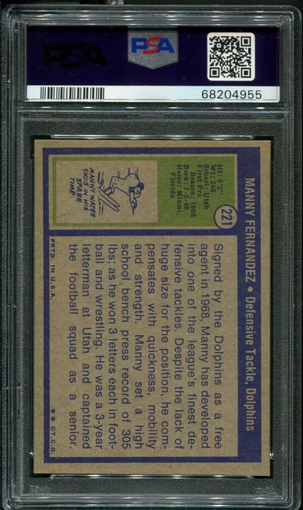 Authentic 1972 Topps #221 Manny Hernandez PSA 6 Football Card