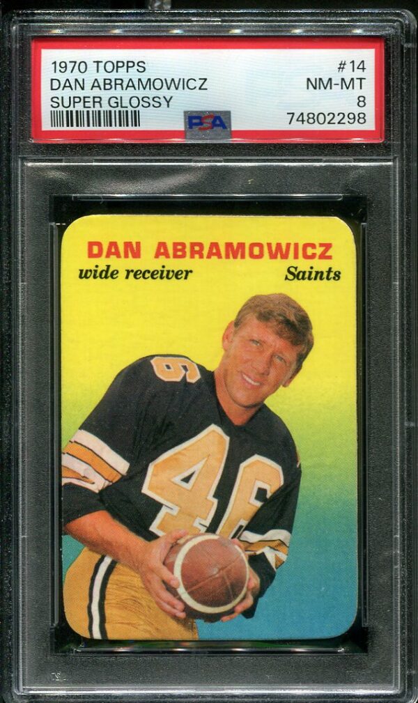 Authentic 1970 Topps Super Glossy #14 Dan Abramowicz PSA 8 Football Card