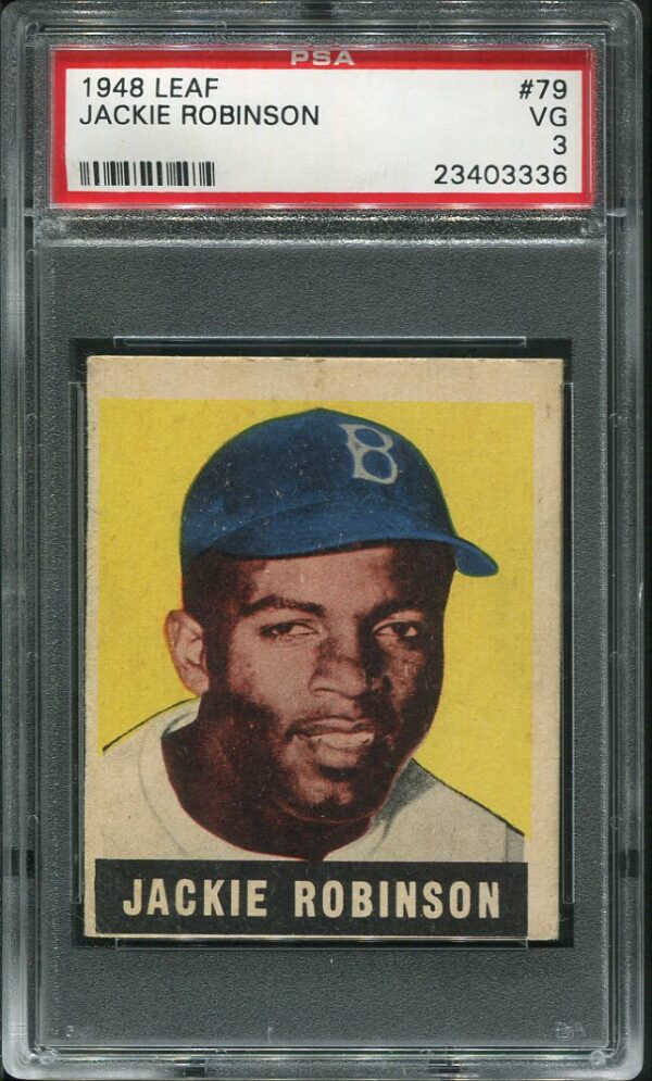 Authentic 1948 Leaf #79 Jackie Robinson PSA 3 Vintage Rookie Baseball Card